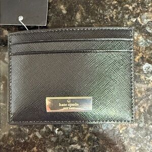Kate Spade Black Textured Card Holder Saffiano